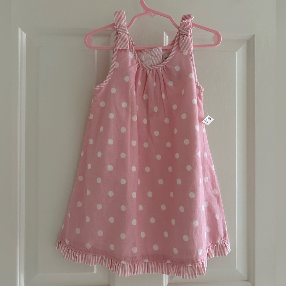 Pink polka dot dress, 3T